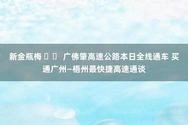 新金瓶梅 		 广佛肇高速公路本日全线通车 买通广州—梧州最快捷高速通谈