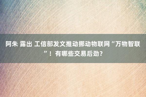 阿朱 露出 工信部发文推动挪动物联网“万物智联”！有哪些交易后劲？