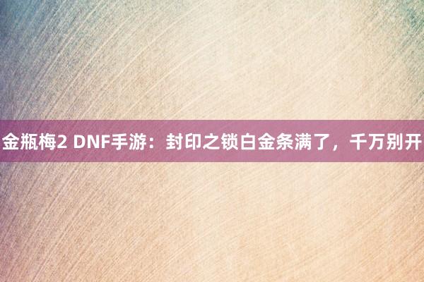 金瓶梅2 DNF手游：封印之锁白金条满了，千万别开