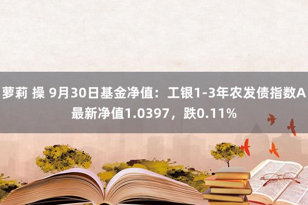 萝莉 操 9月30日基金净值：工银1-3年农发债指数A最新净值1.0397，跌0.11%