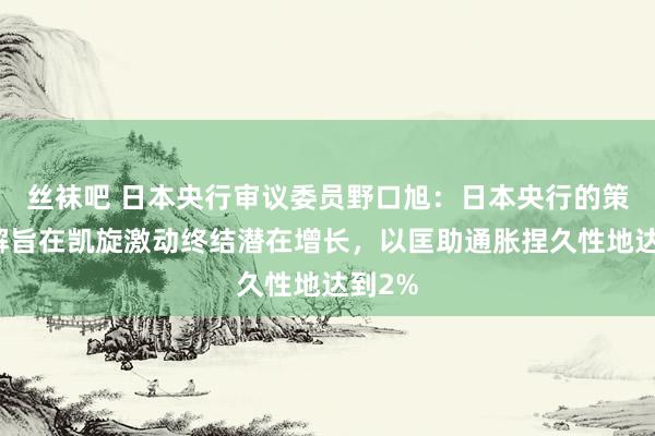 丝袜吧 日本央行审议委员野口旭：日本央行的策略和解旨在凯旋激动终结潜在增长，以匡助通胀捏久性地达到2%