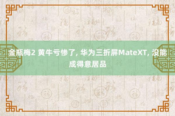 金瓶梅2 黄牛亏惨了， 华为三折屏MateXT， 没能成得意居品