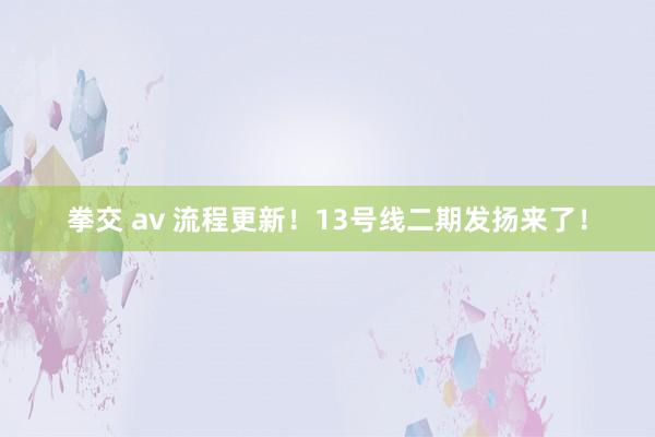 拳交 av 流程更新！13号线二期发扬来了！