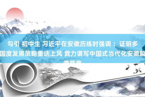 勾引 初中生 习近平在安徽历练时强调 ：证明多重国度发展策略重迭上风 戮力谱写中国式当代化安徽篇章