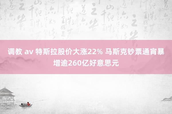 调教 av 特斯拉股价大涨22% 马斯克钞票通宵暴增逾260亿好意思元