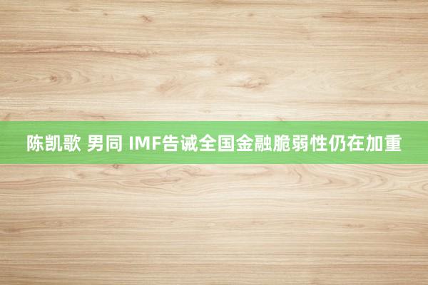 陈凯歌 男同 IMF告诫全国金融脆弱性仍在加重