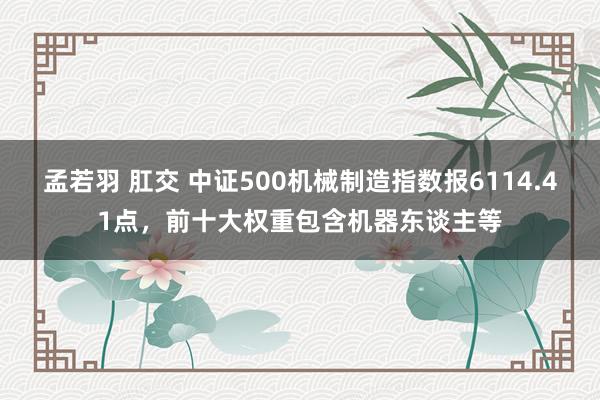 孟若羽 肛交 中证500机械制造指数报6114.41点，前十大权重包含机器东谈主等