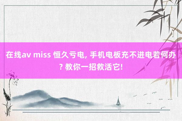 在线av miss 恒久亏电， 手机电板充不进电若何办? 教你一招救活它!