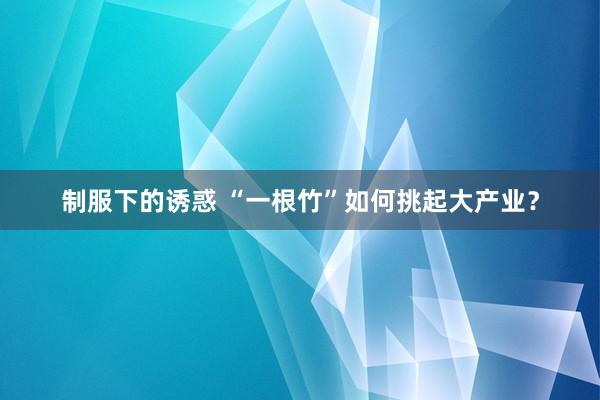 制服下的诱惑 “一根竹”如何挑起大产业？