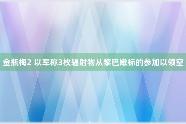 金瓶梅2 以军称3枚辐射物从黎巴嫩标的参加以领空