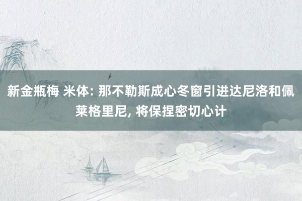 新金瓶梅 米体: 那不勒斯成心冬窗引进达尼洛和佩莱格里尼， 将保捏密切心计