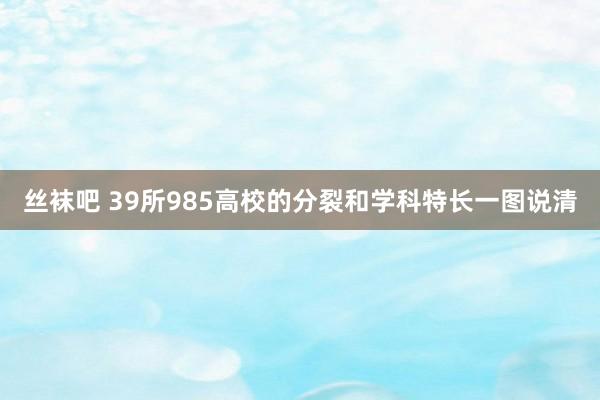 丝袜吧 39所985高校的分裂和学科特长一图说清