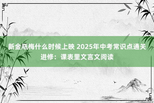 新金瓶梅什么时候上映 2025年中考常识点通关进修：课表里文言文阅读