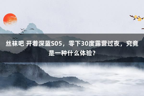 丝袜吧 开着深蓝S05，零下30度露营过夜，究竟是一种什么体验？