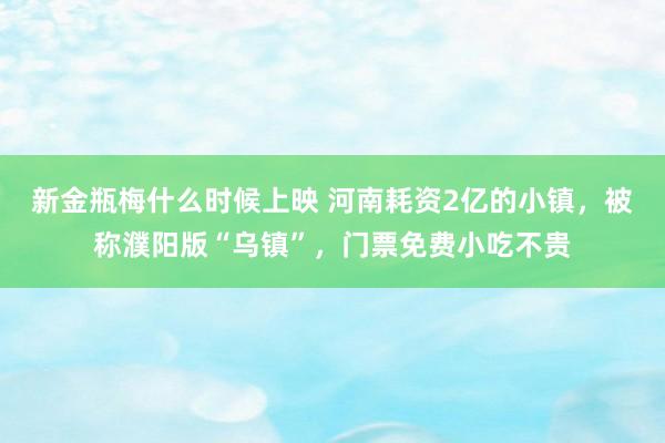 新金瓶梅什么时候上映 河南耗资2亿的小镇，被称濮阳版“乌镇”，门票免费小吃不贵