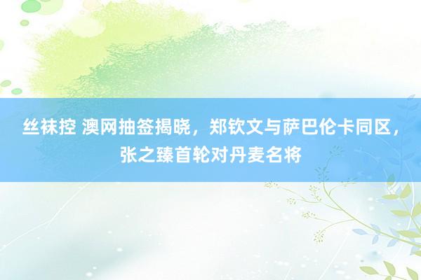 丝袜控 澳网抽签揭晓，郑钦文与萨巴伦卡同区，张之臻首轮对丹麦名将